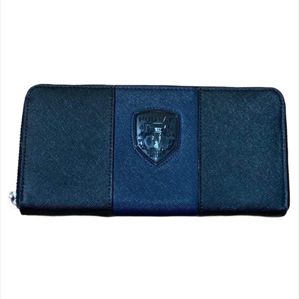 RUDSAK Black & Navy Leather Zip Around Wallet